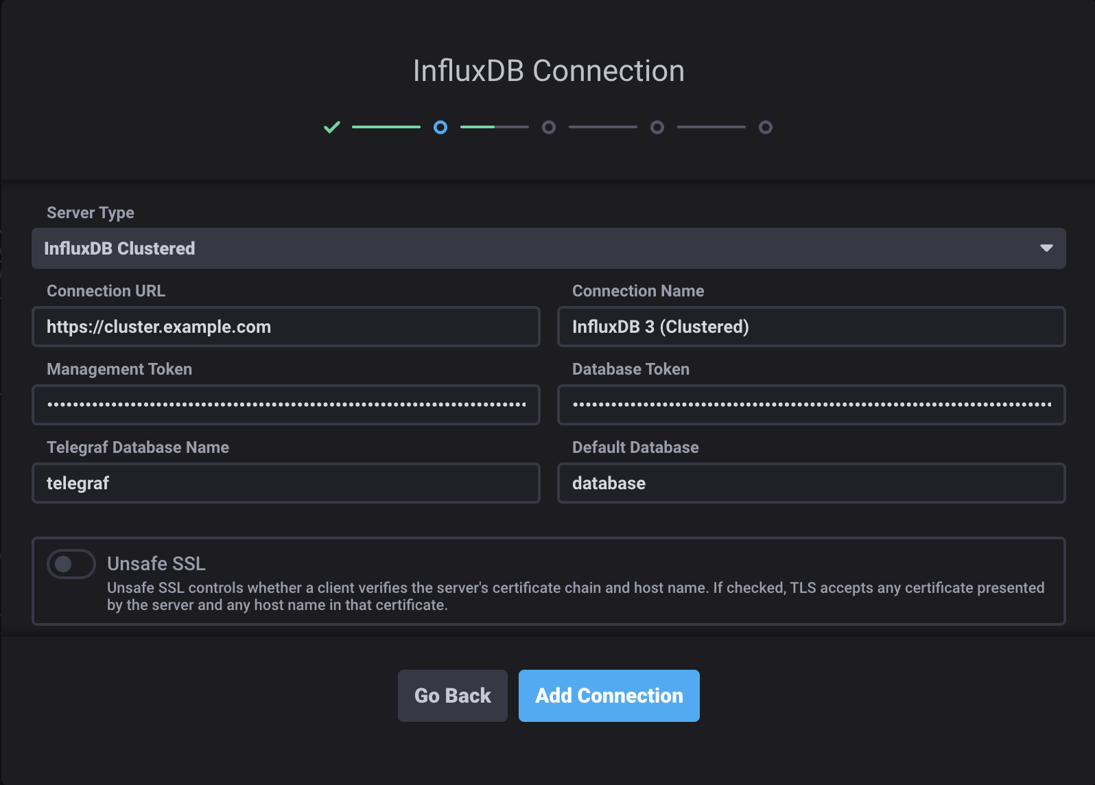 Chronograf InfluxDB Clustered connection configuration