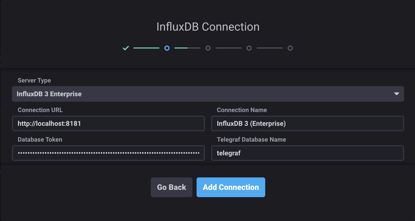Chronograf InfluxDB 3 Enterprise connection configuration