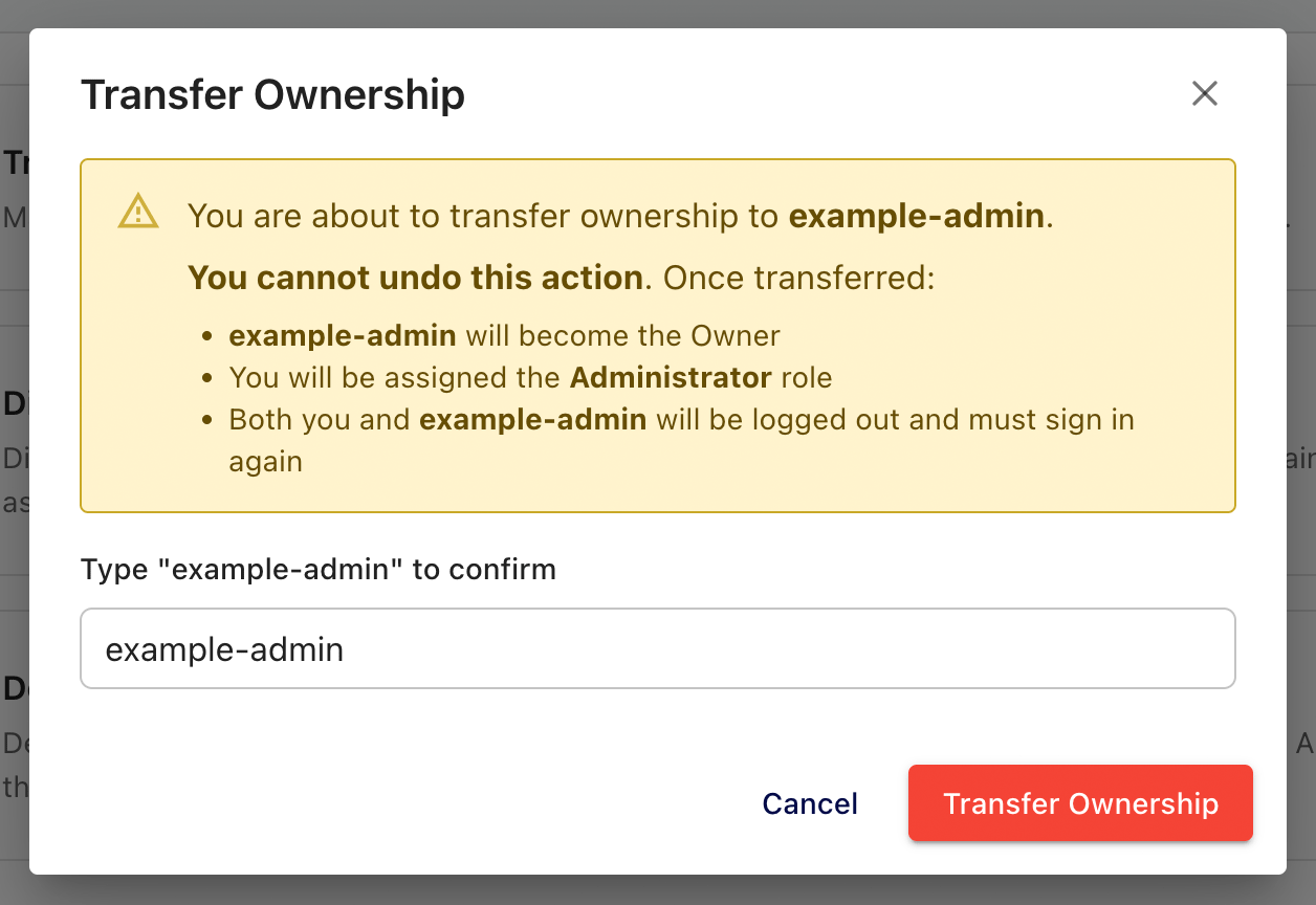 Telegraf Controller transfer ownership confirmation
